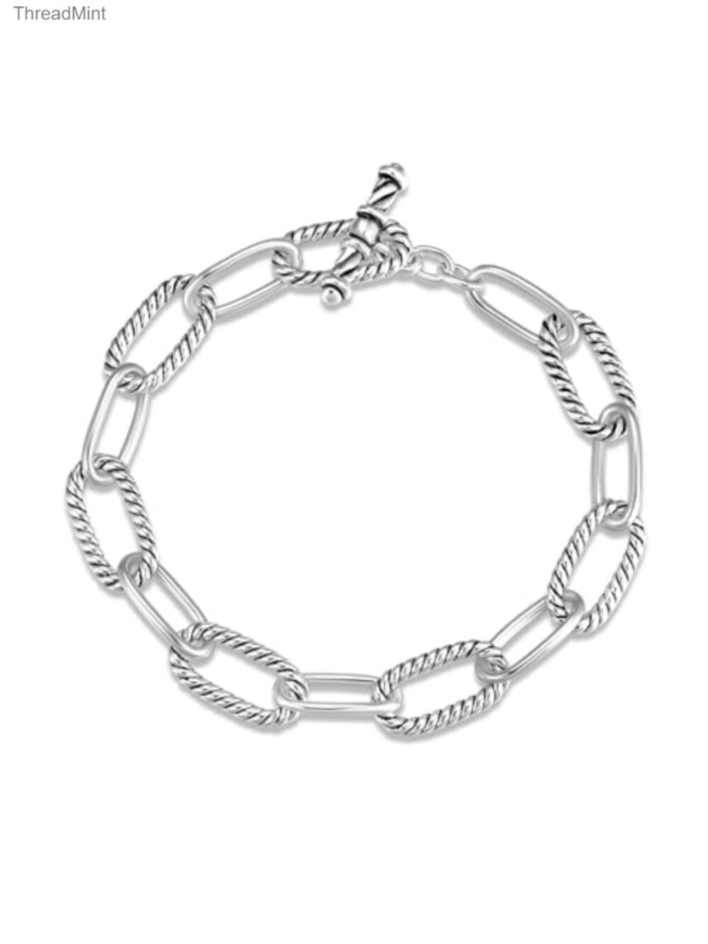 Twisted Cable Wire Link Chain Bracelet - Designer Inspired - 7.5 in